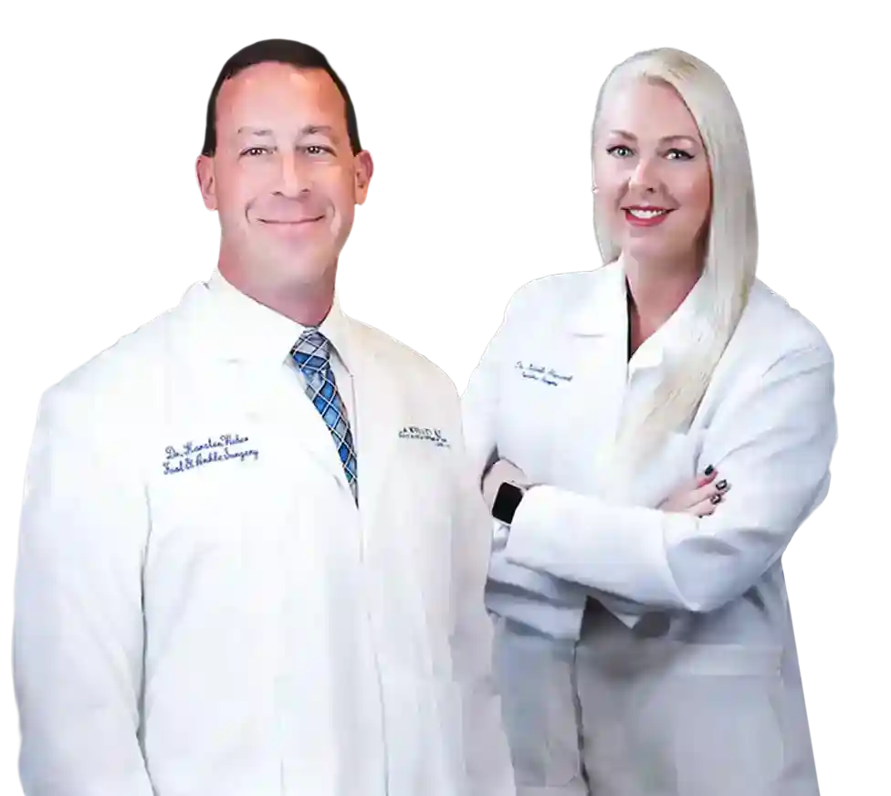 Dr. Karsten Weber, DPM, and Dr. Nicole Hancock, DPM, together at Lakeside Foot & Ankle clinic.